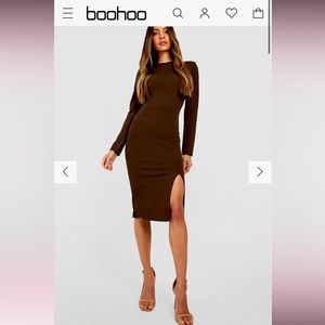 BOOHOO split side fitted midi dress